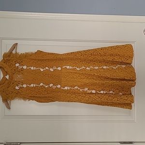 Mustard yellow lace dress